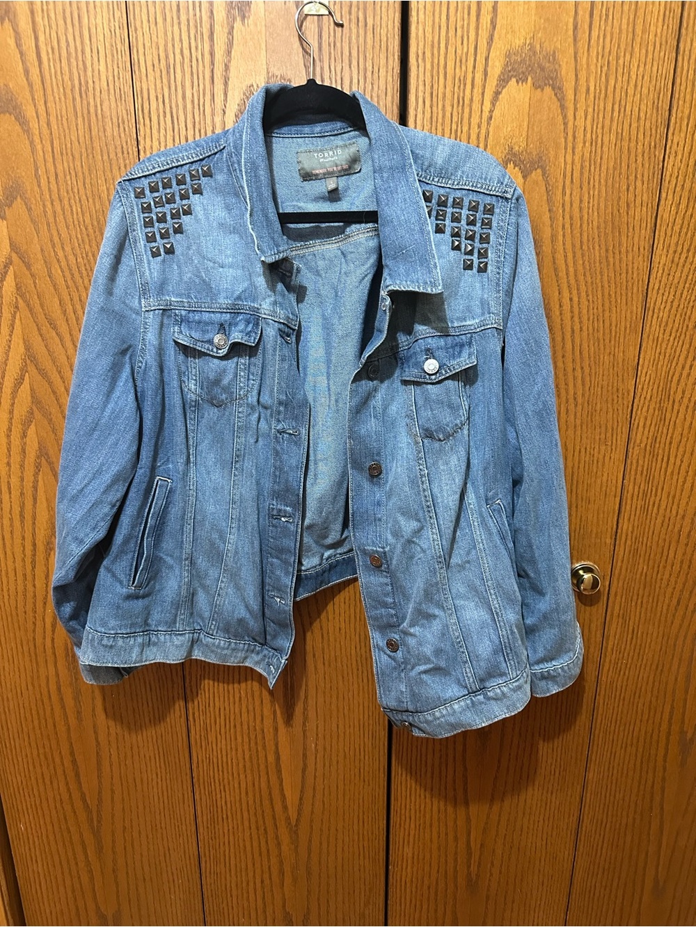 Torrid Studded Shoulder Denim Jacket Light Wash Jean Jacket Plus Size